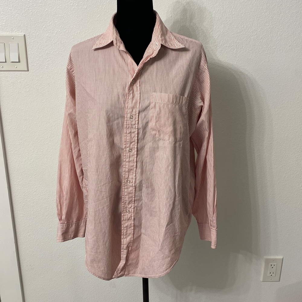 Light Red (Pink) & White Striped Long Sleeve Brooks Brothers Makers Button Down